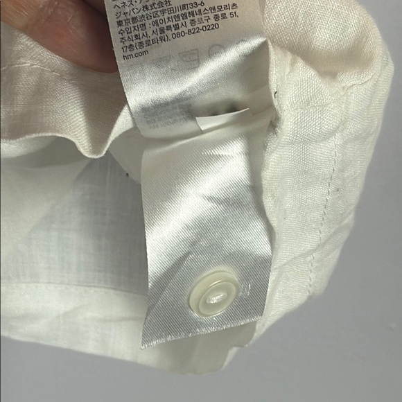 H&M 100% Linen White Blouse Short-Sleeved Relaxed Fit Size XXL - Picture 9 of 10
